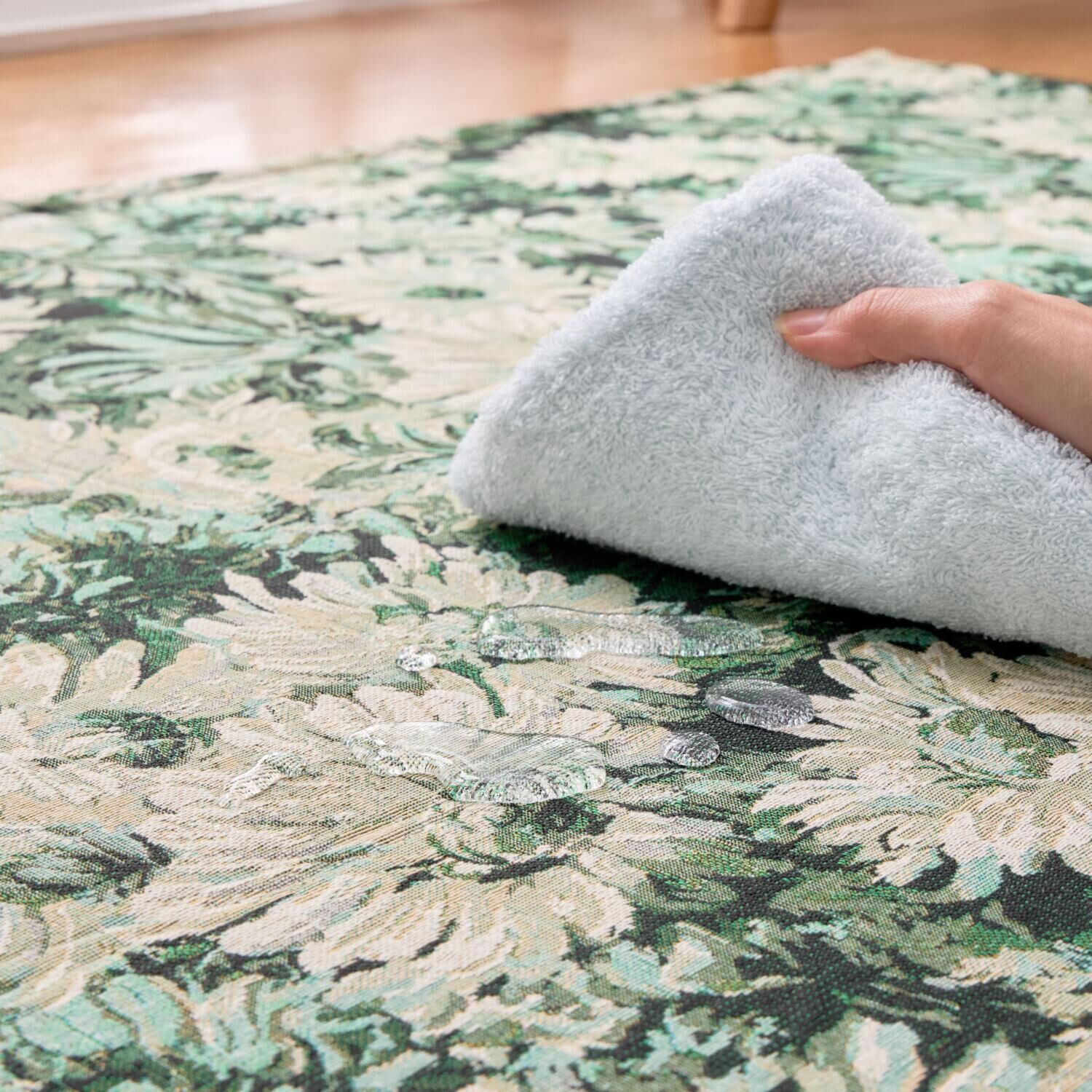 ゴブラン織 はっ水加工 アートタッチ　ロータス マット ＜６０×９０ｃｍ＞