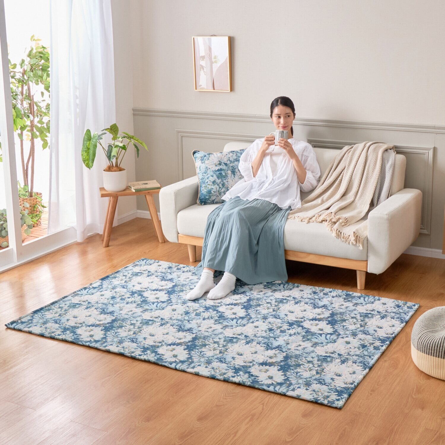 ゴブラン織 はっ水加工 アートタッチ　ロータス カーペット ＜１３０×１９０ｃｍ＞