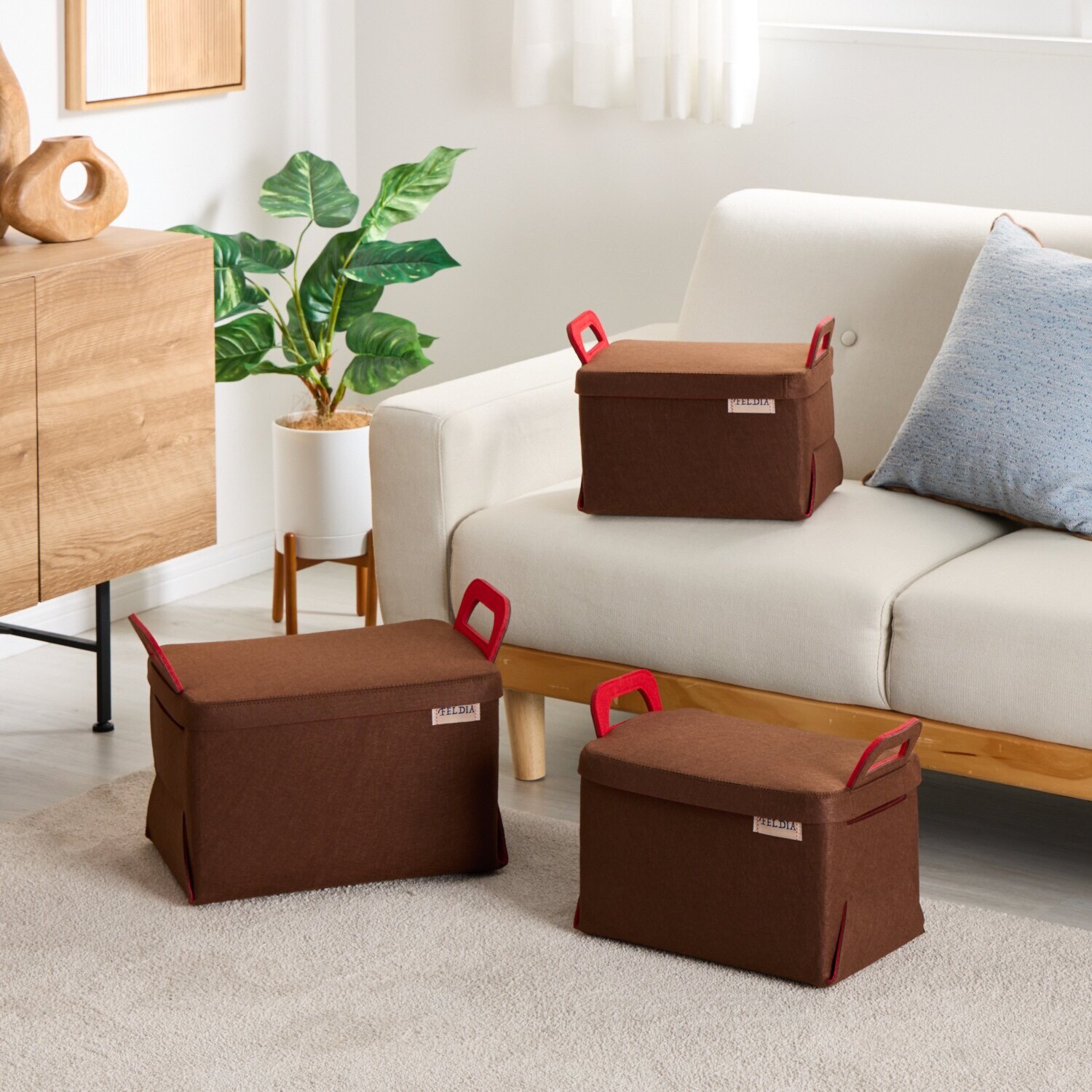 ＦＥＬＤＩＡ 折りたためる ふた付ソフト収納ボックス ＜３サイズセット＞