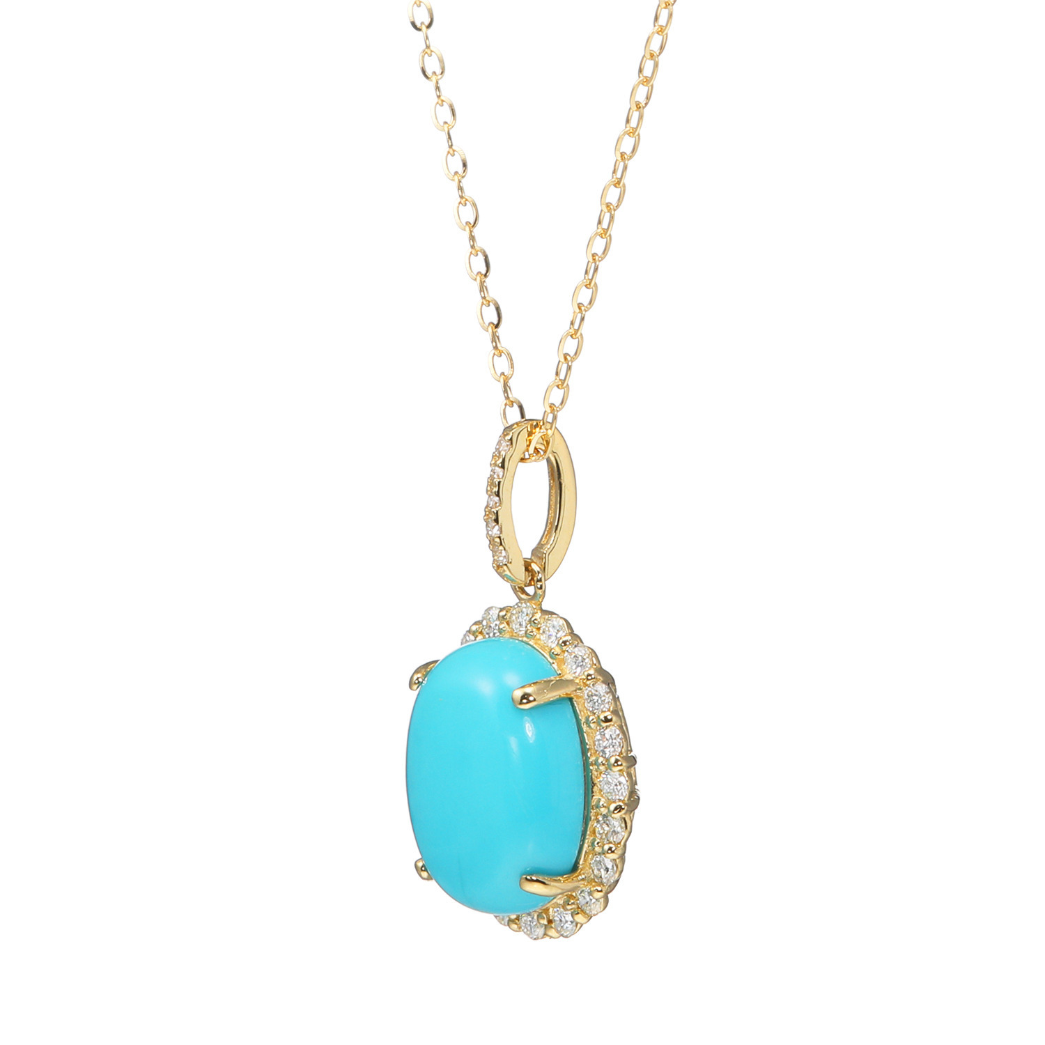 スリーピングビューティー バイ　ディーラリエ １８Ｋ ターコイズ＆ダイヤモンド 取り巻きペンダント