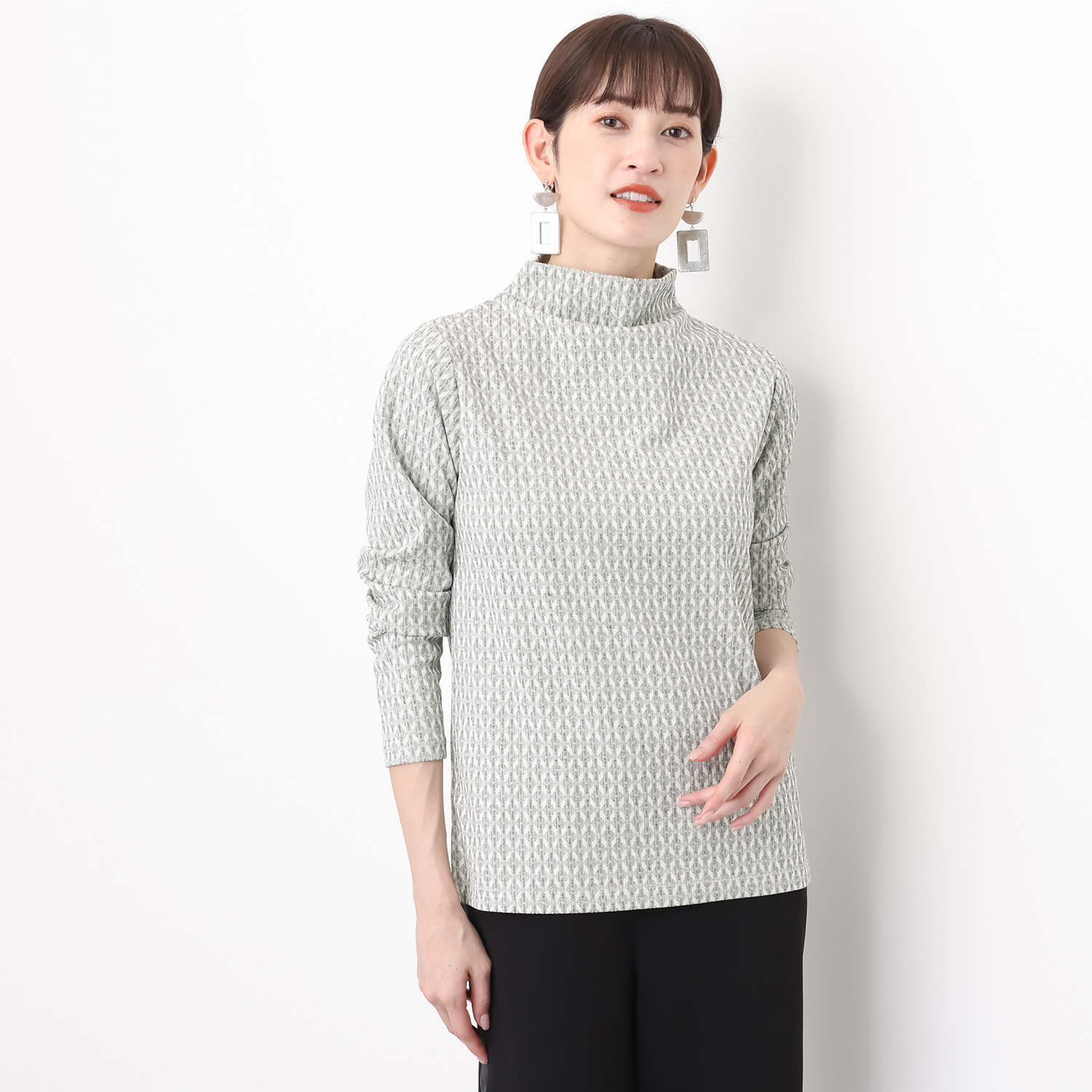 フーア ジャガード ボトルネックプルオーバー