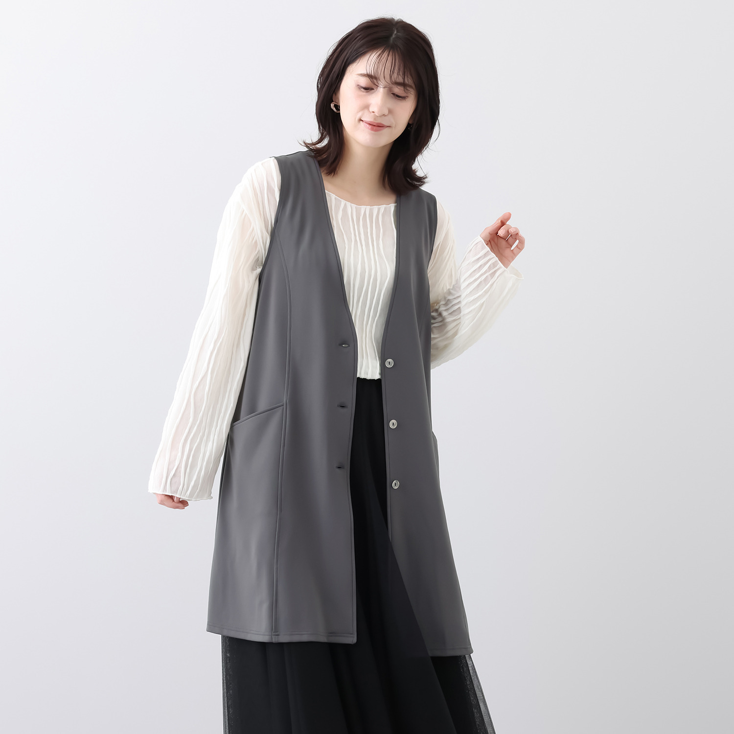 ダジュール Ｖネック ロングジレ