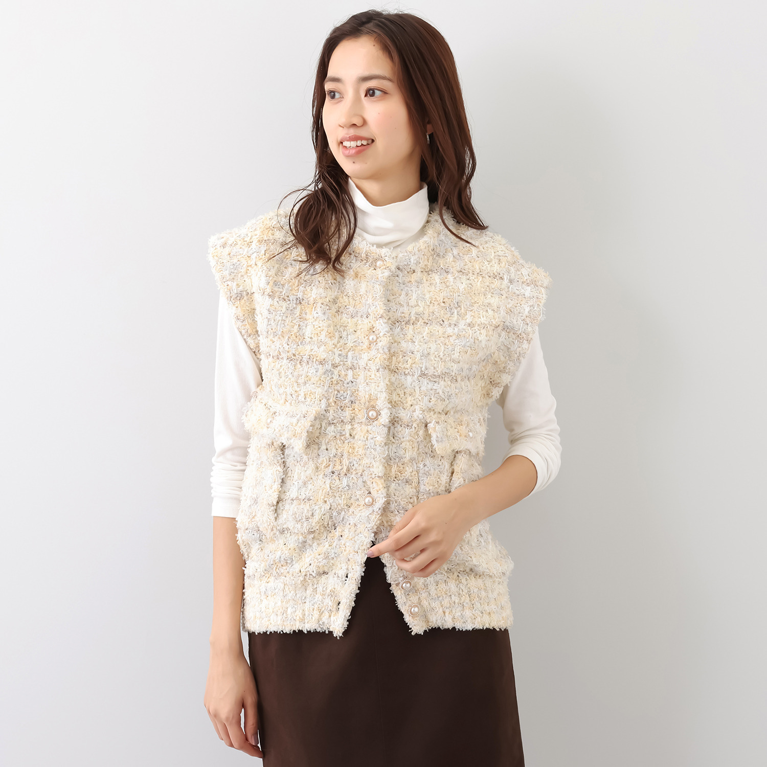 アットランティーヴァ アリア ツイードニットベスト