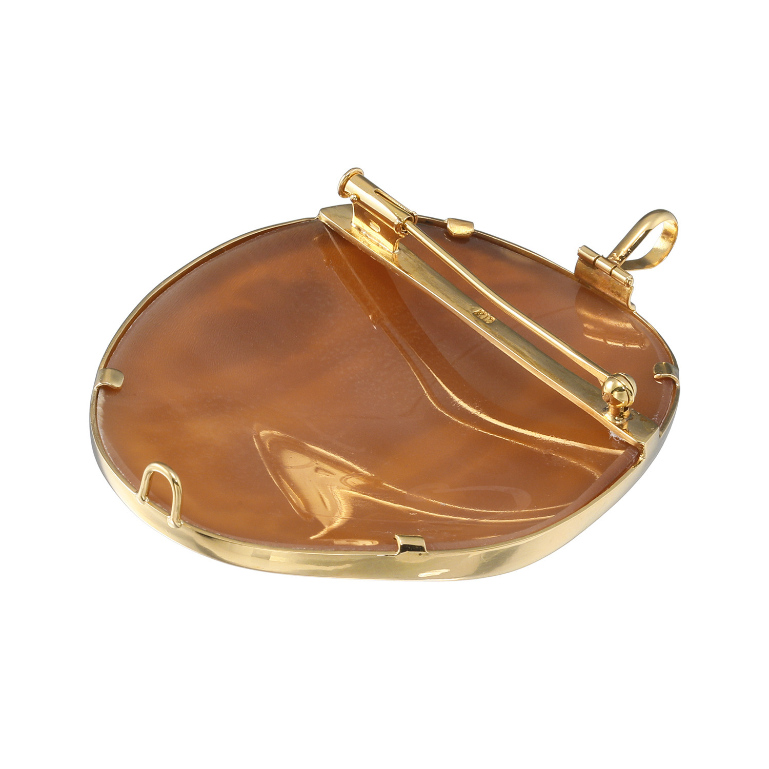 珠里 １８Ｋ シェルカメオ ペンダントブローチ