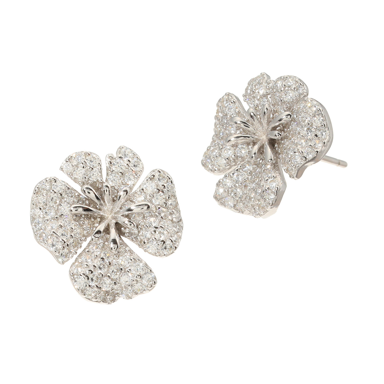 ダイアモア シルバー ＣＺ フラワーモティーフ ピアス