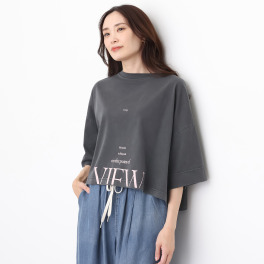 ハンチ 綿天竺ピグメント 製品染め オーバーロゴＴシャツ