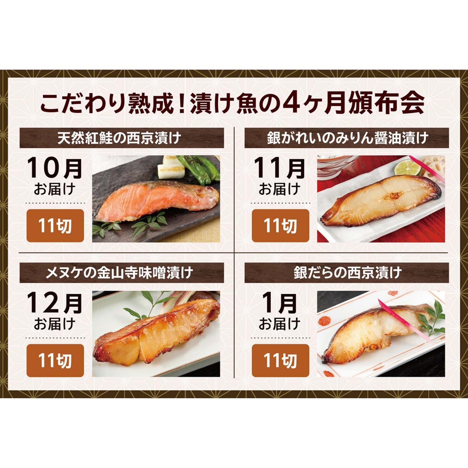 こだわり熟成 漬け魚の４ヶ月頒布会
