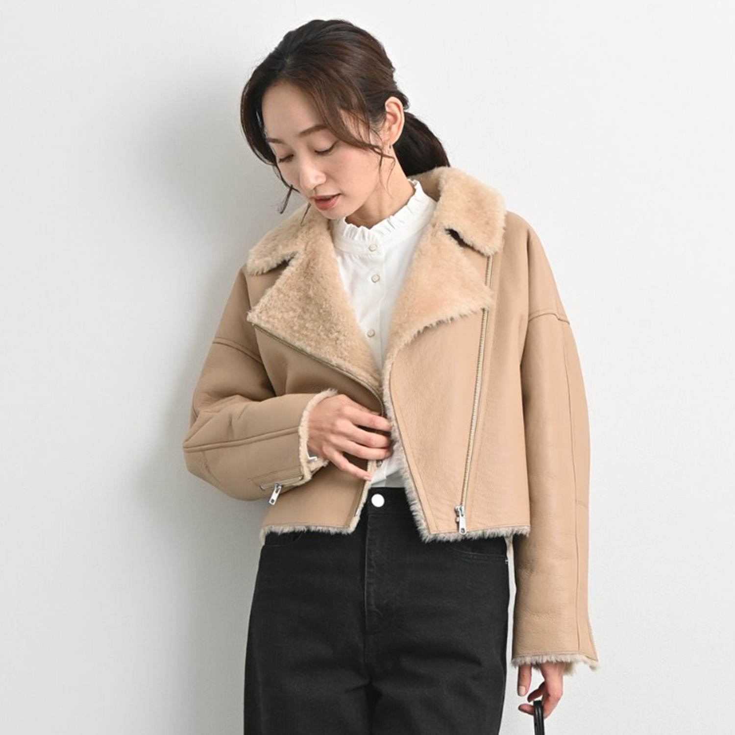 ティエドゥール コロメル社製 オーストラリア産 スーパーソフト メリノムートン使用 ライダースジャケット