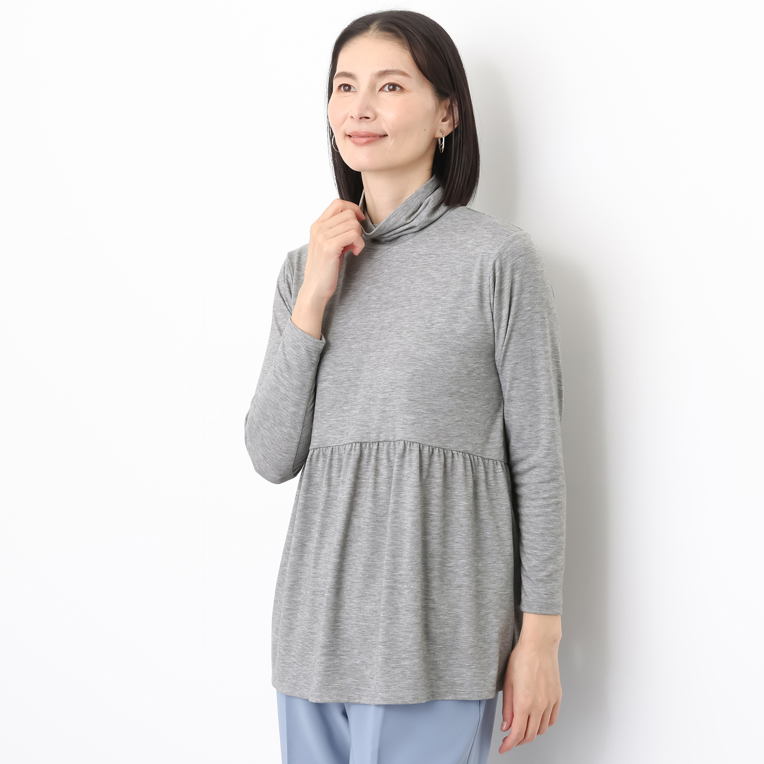 ラフレス ジャージー ペプラムプルオーバー
