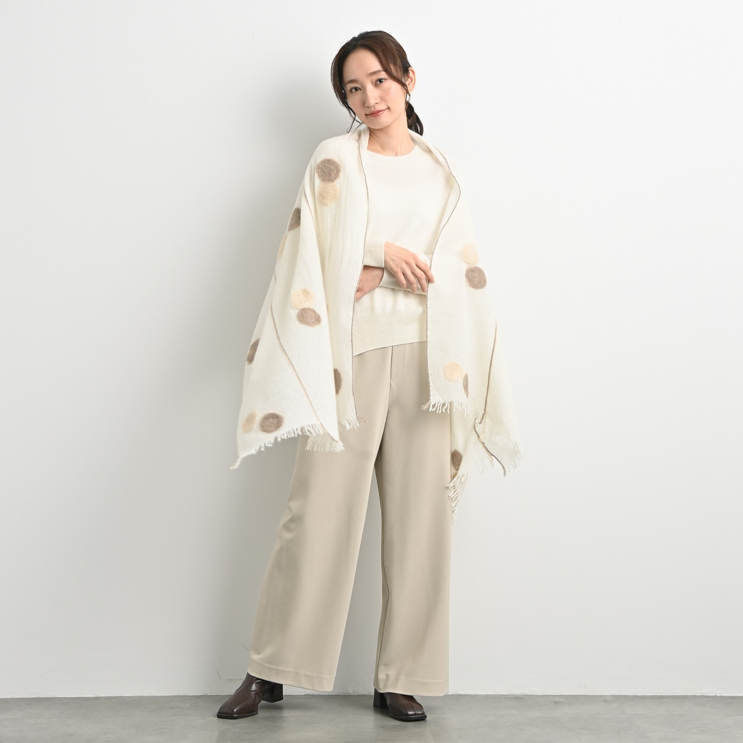 ティエドゥール 内モンゴル産 カシミヤ１００％ ニードルパンチストール