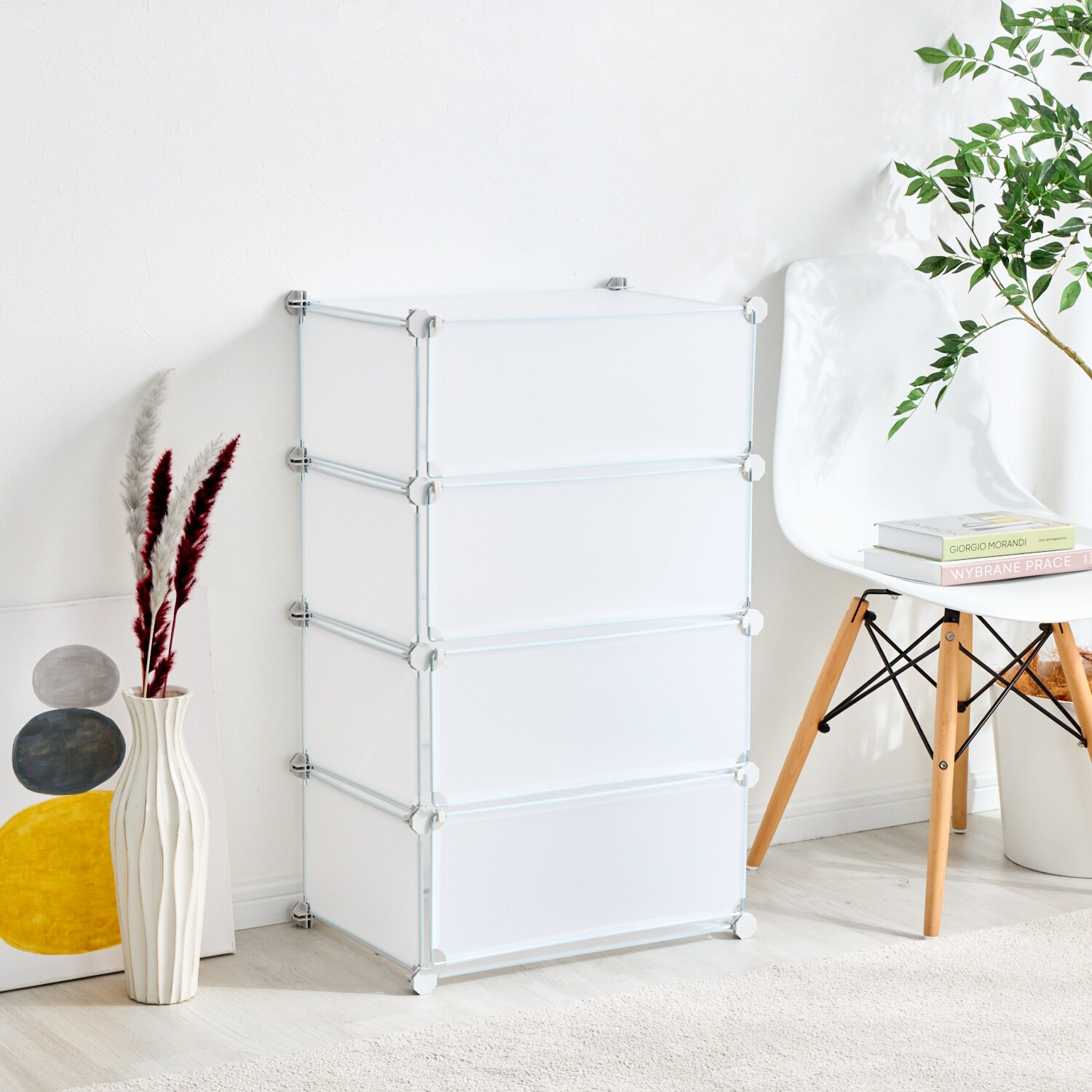 組み替え自由！ 工具不要で簡単組立 ＣＵＢＥＬＬＡＢＯＸ ４段扉付き収納ボックス