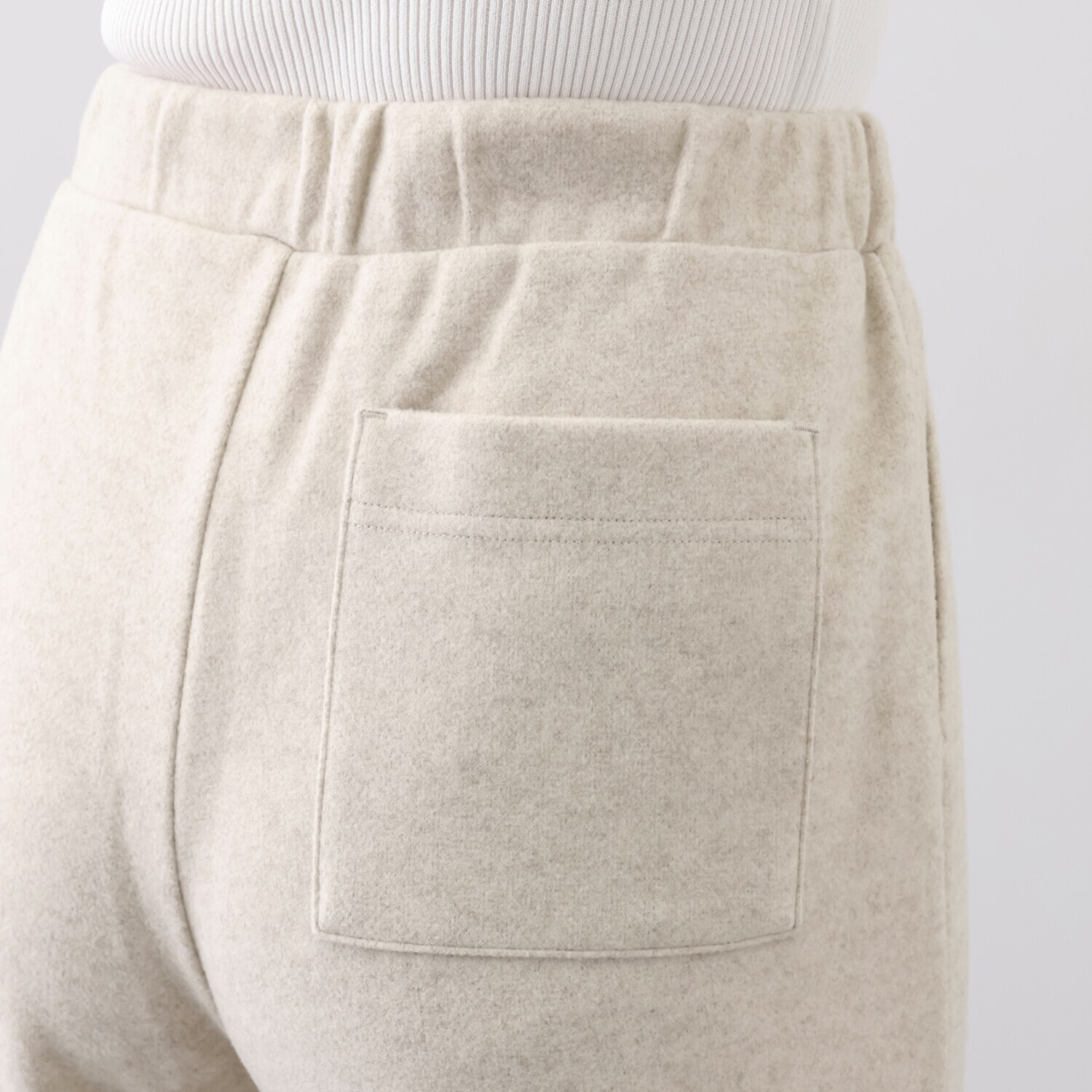 アトリエール ウール調ニット ストレッチ ドロストワイドパンツ