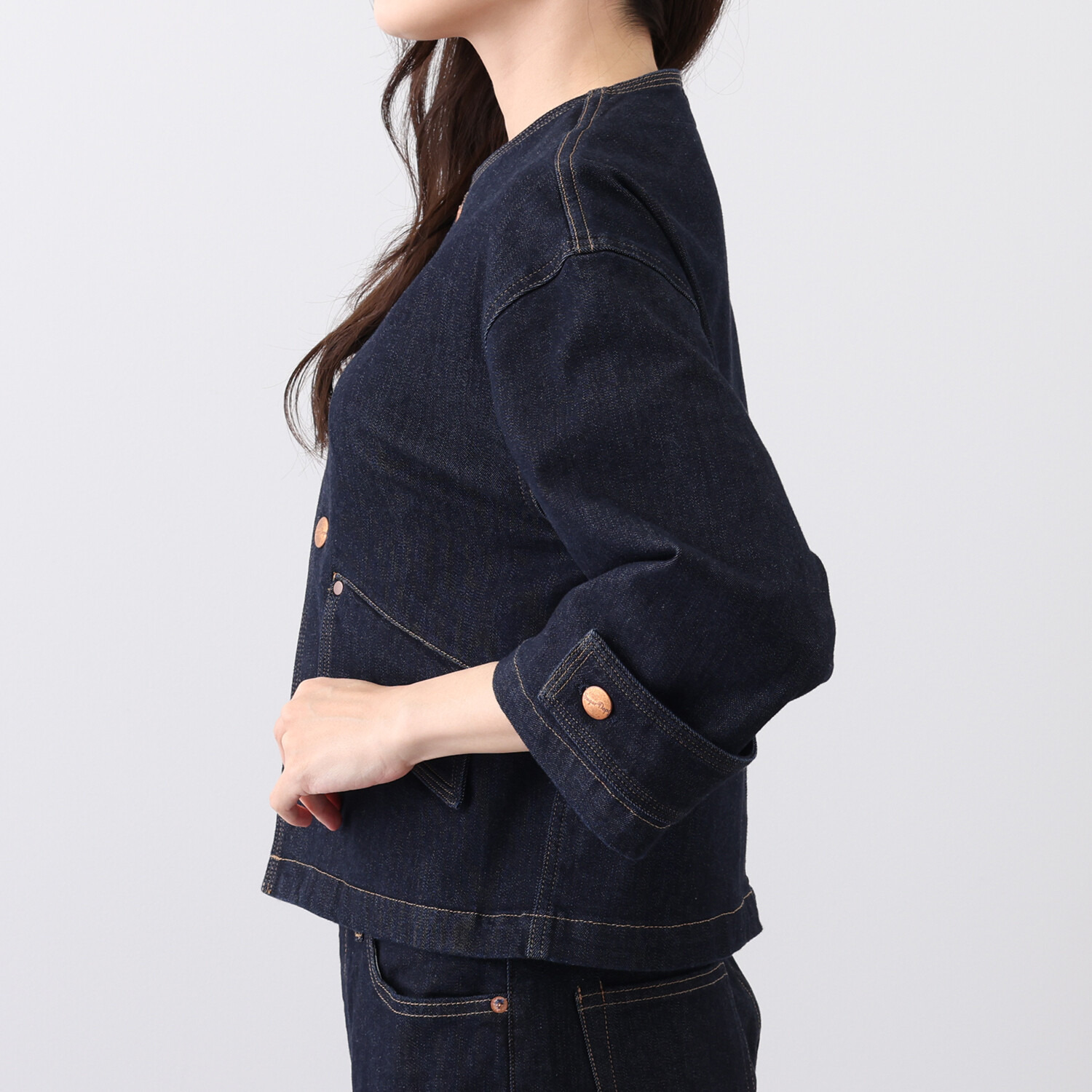 シュガーデプト 針布起毛デニム ノーカラージャケット