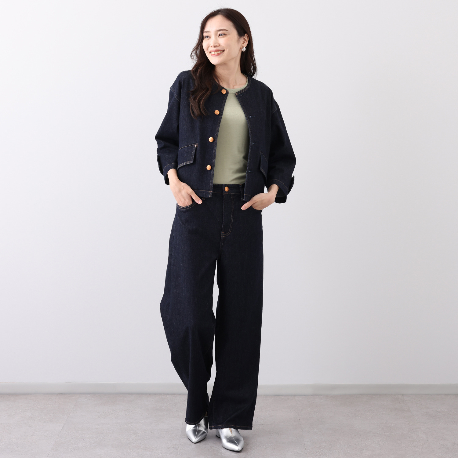 シュガーデプト 針布起毛デニム ノーカラージャケット
