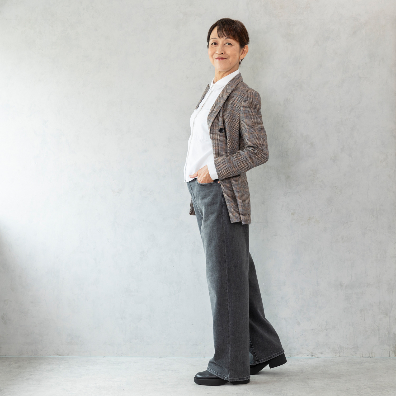 シュガーデプト 針布起毛デニム セミワイドジーンズ