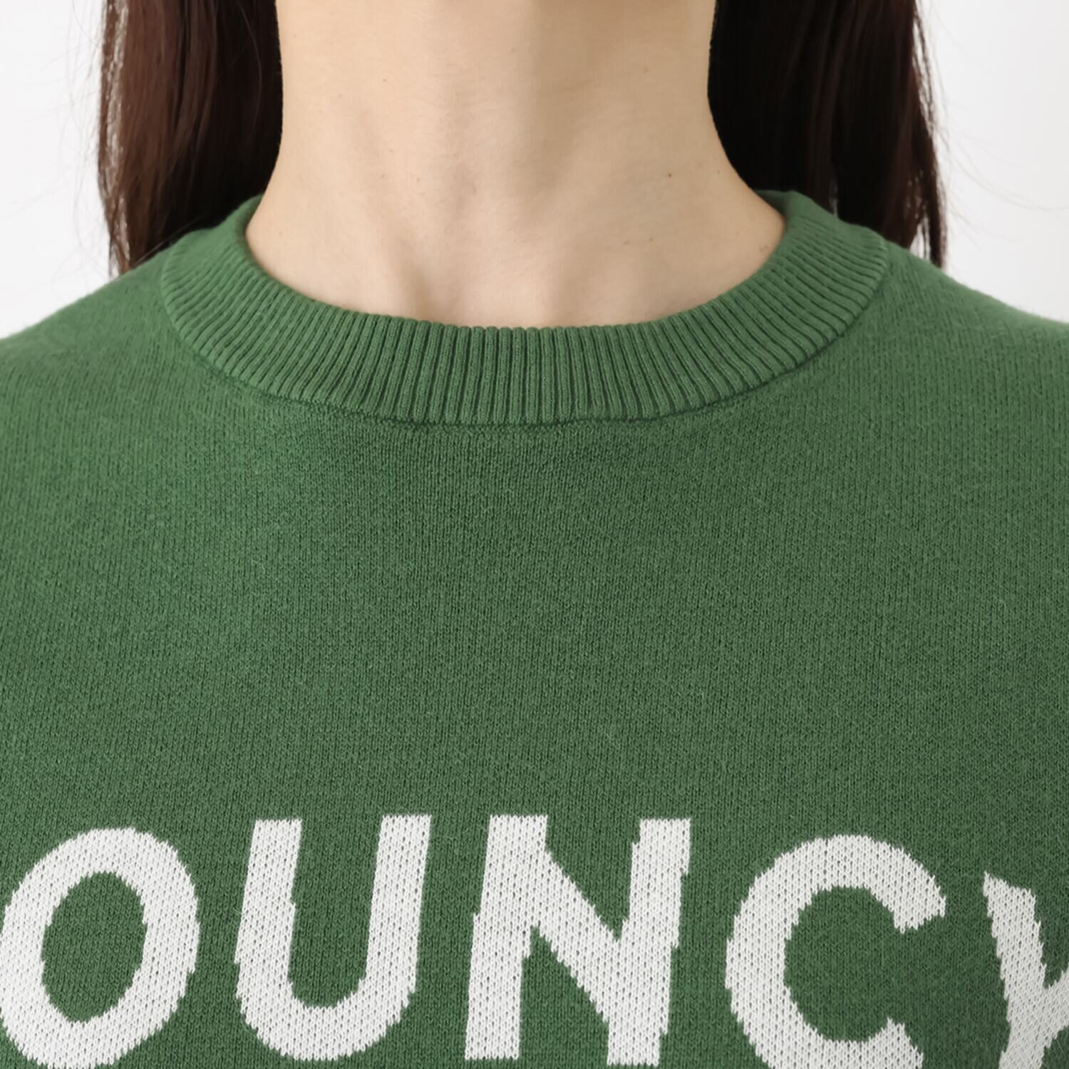 ＢＯＵＮＣＹ　ＢＯＮＤ ふんわりコットン混 ジャガードロゴ ニットプルオーバー
