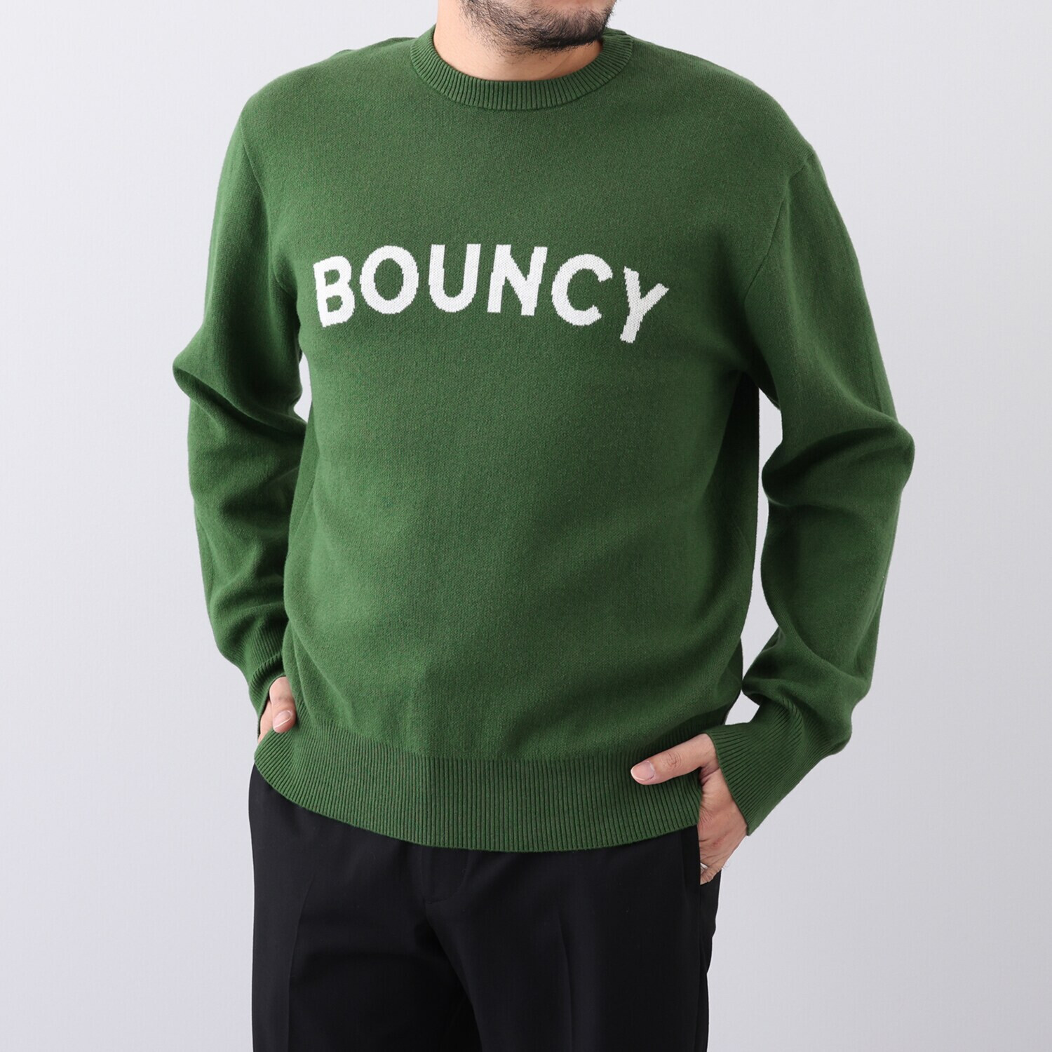 ＢＯＵＮＣＹ　ＢＯＮＤ ふんわりコットン混 ジャガードロゴ ニットプルオーバー ＜メンズ＞