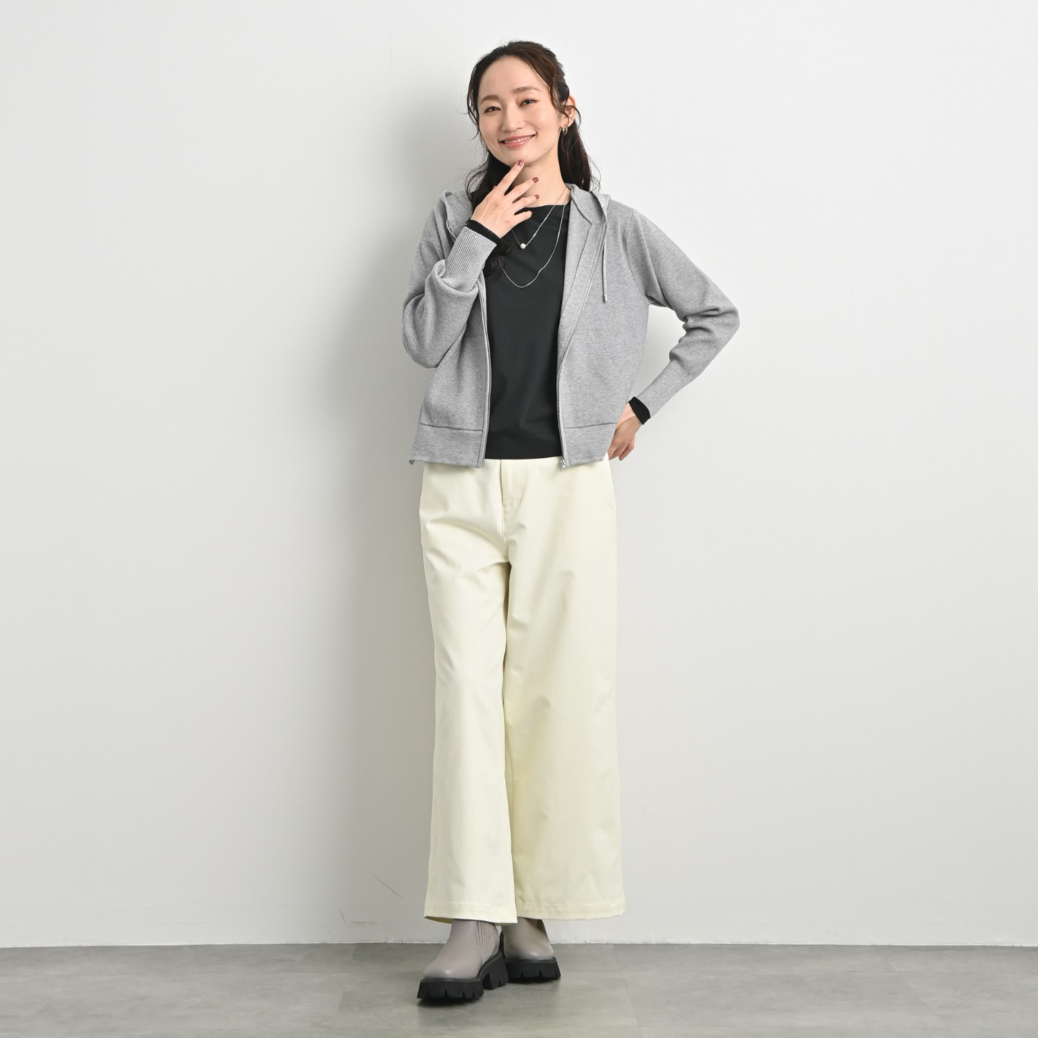元町ゼラール なめらか＆きれいめ ストレッチツイル ストレートパンツ
