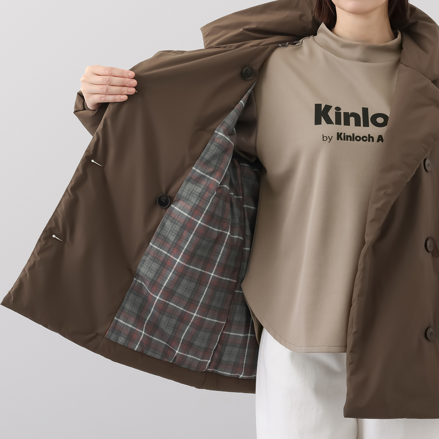 キンロック　バイ キンロックアンダーソン 裏地キンロックチェック 中綿コート 