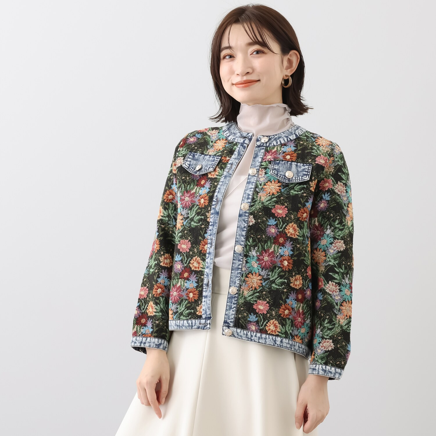 コイビトミサキ ゴブラン調 デニムアクセント ジャケット
