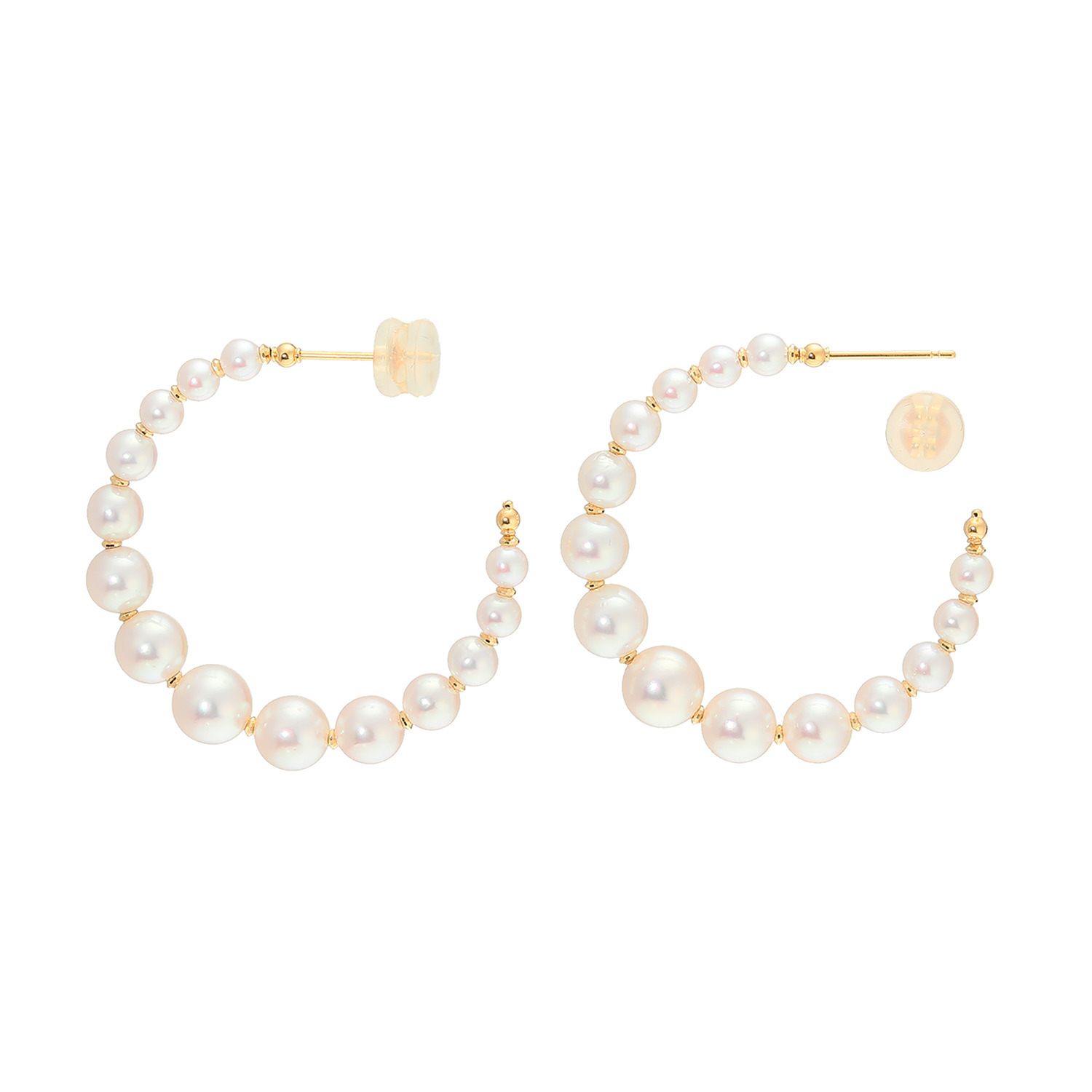 ジュペレ リュクスコレクション １８Ｋ 国産アコヤパール グラデーション フープピアス