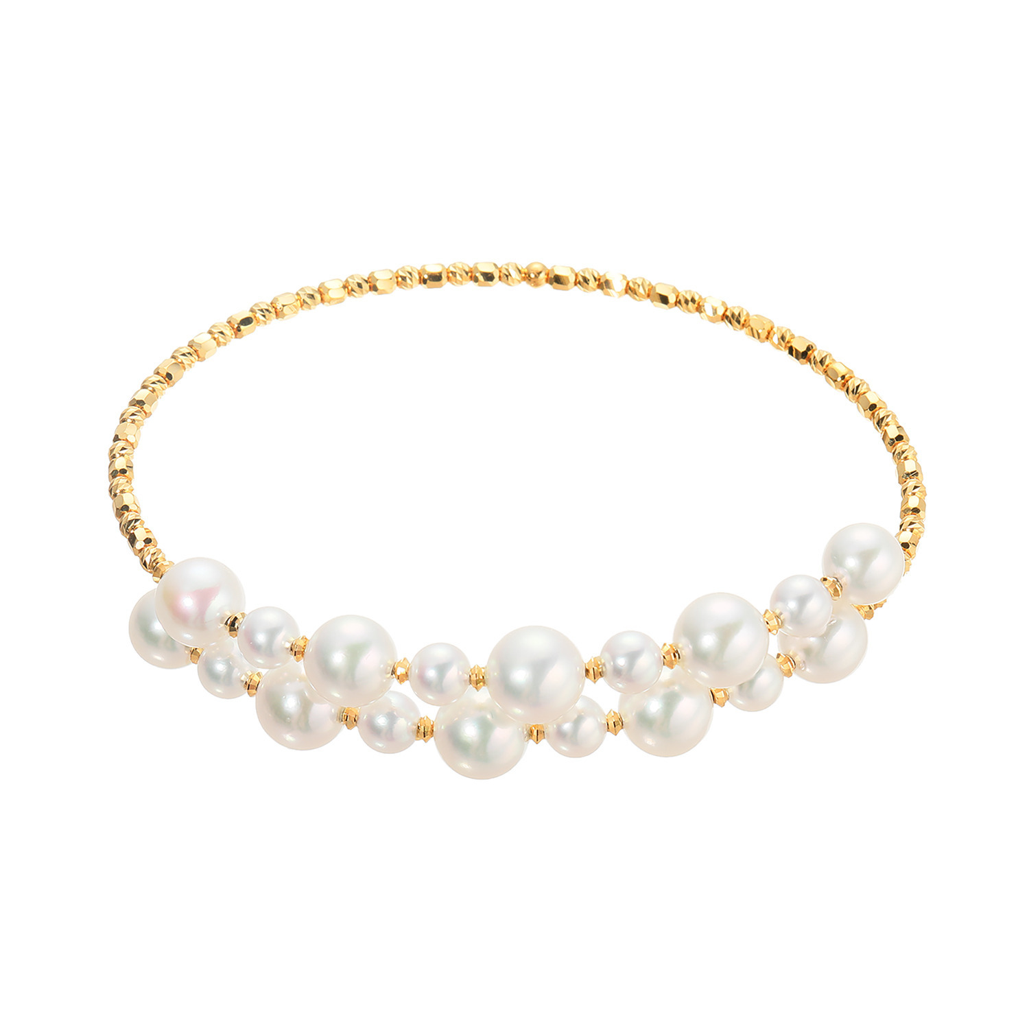 ジュペレ リュクスコレクション １８Ｋ 国産アコヤパール ダブルライン フレキシブルバングル
