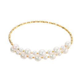 ジュペレ リュクスコレクション １８Ｋ 国産アコヤパール ダブルライン フレキシブルバングル