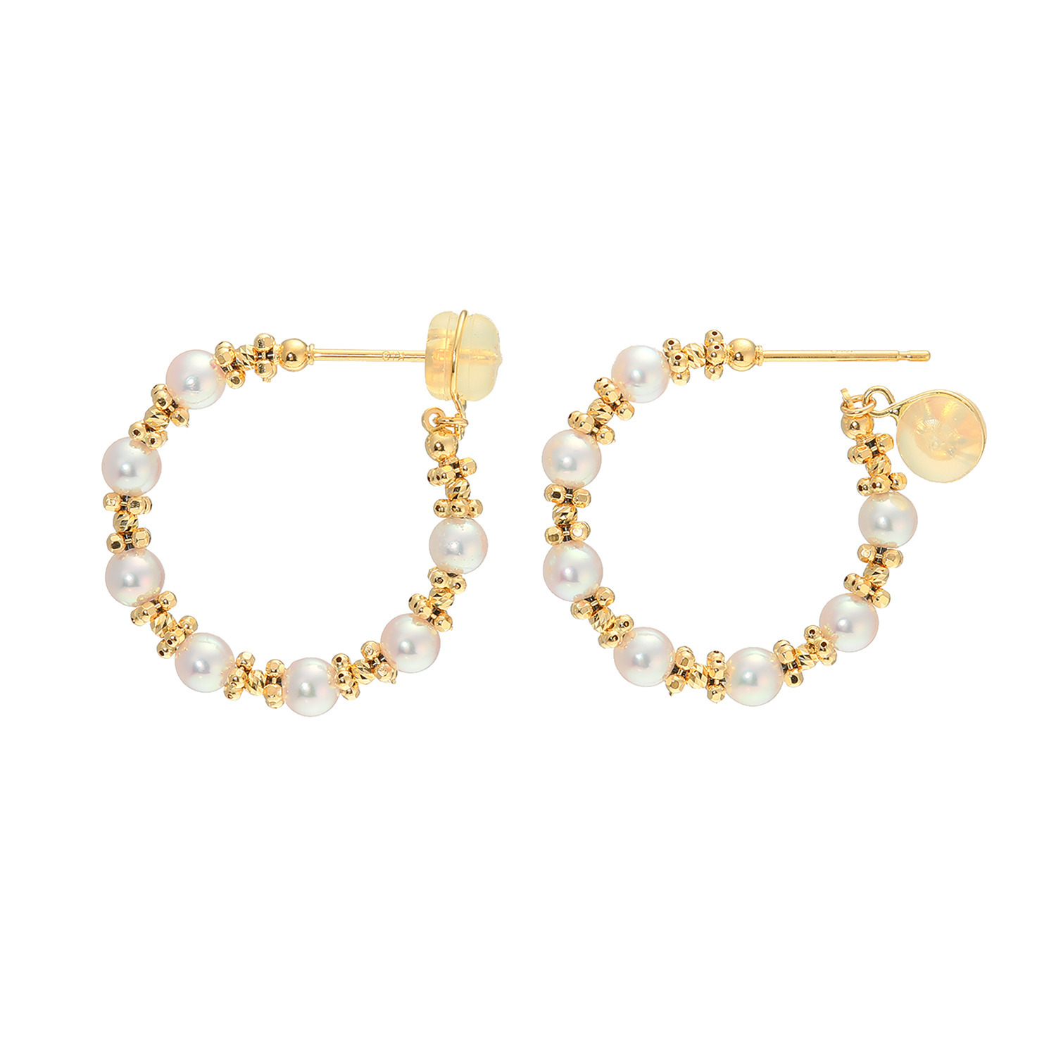 ジュペレ リュクスコレクション １８Ｋ 国産ベビーアコヤパール スパークル フープピアス